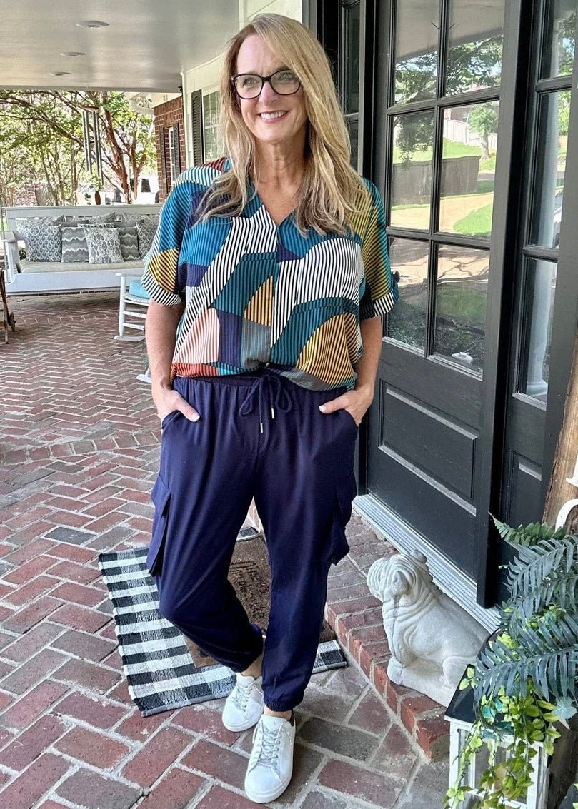 Zenana Drawstring Waist Cargo Joggers - Navy - Casual Joggers -Jimberly's Boutique-Olive Branch-Mississippi