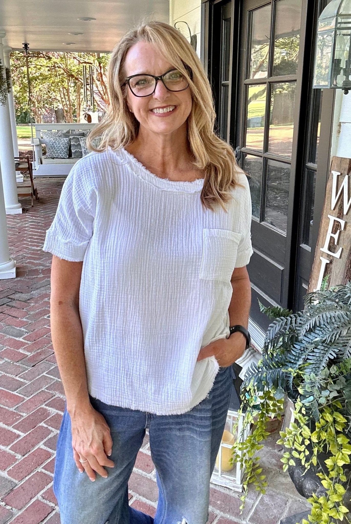 Zenana Gauze Boatneck Top - White - Casual Top -Jimberly's Boutique-Olive Branch-Mississippi