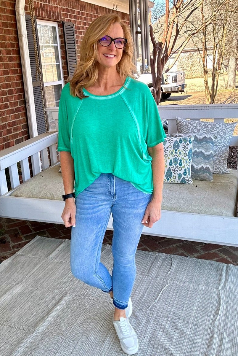 Zenana Get Ready Top - Kelly Green - Casual Top -Jimberly's Boutique-Olive Branch-Mississippi