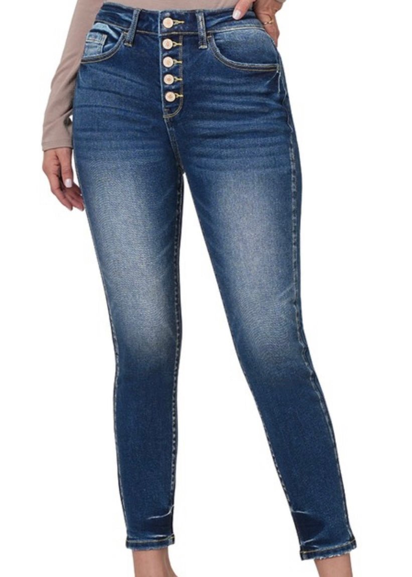 Zenana High Rise Button Fly Skinny Jeans - Jimberly's Boutique