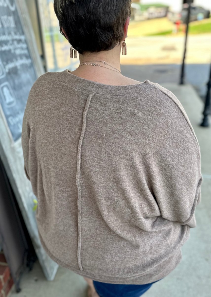 Zenana Only The Best V Neck Sweater - Mocha (Plus Size) - sweater - Jimberly's Boutique