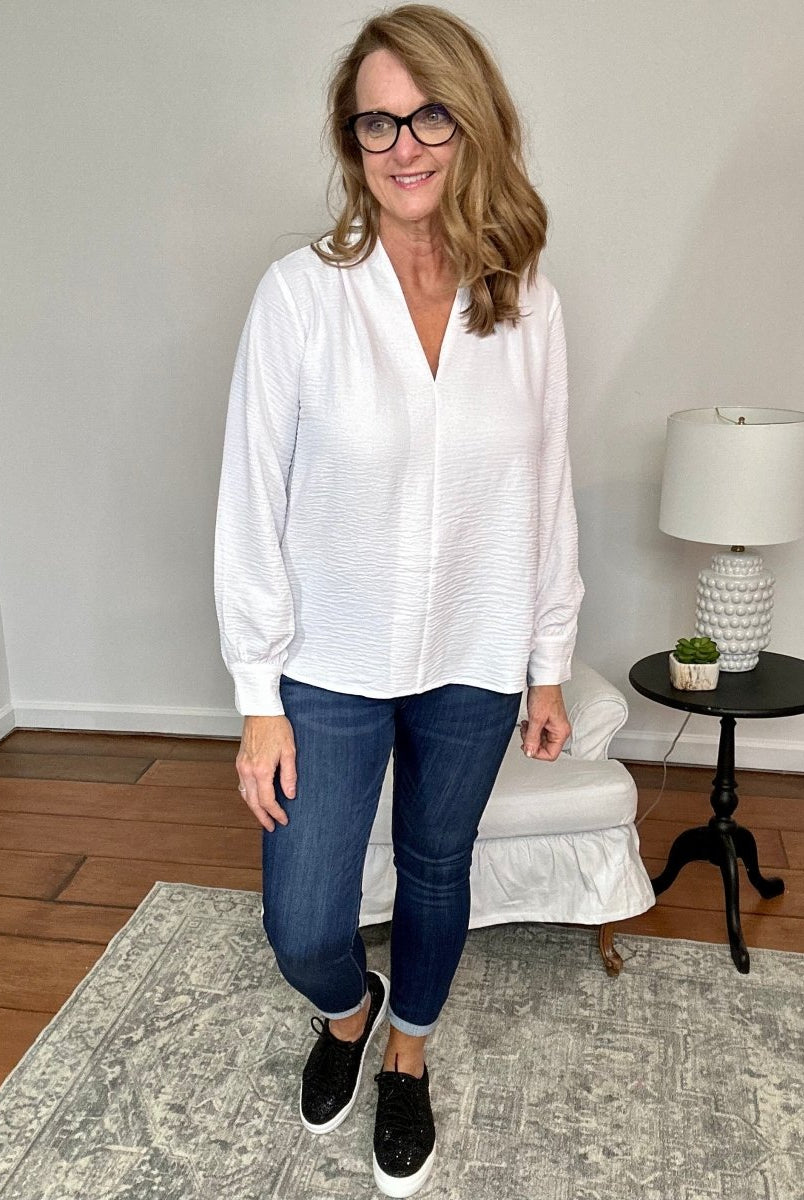 Zenana Pretty Please Top - White - Shirts & Tops -Jimberly's Boutique-Olive Branch-Mississippi